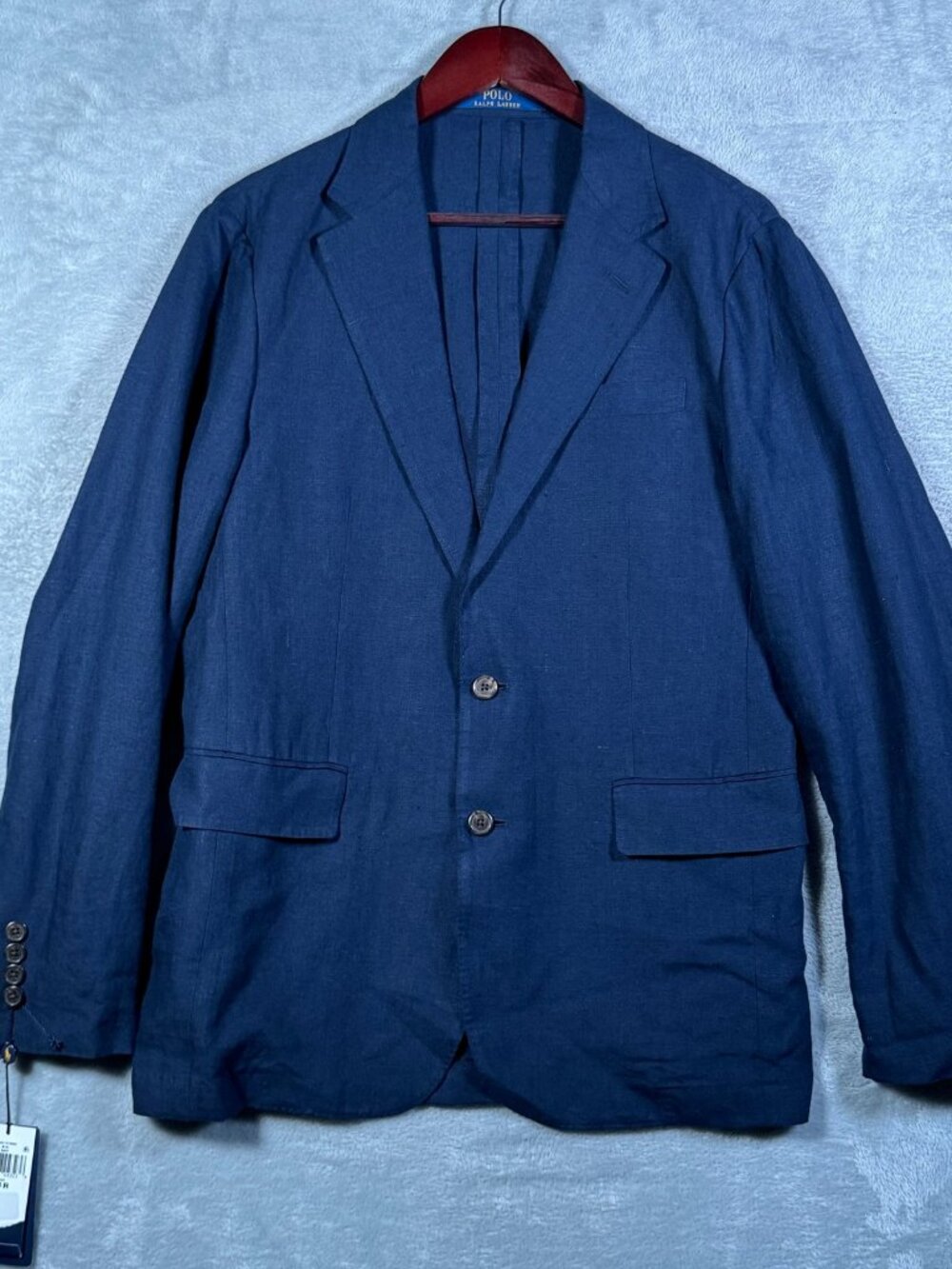 Polo Ralph Lauren Blazer Mens 38R Navy Blue Linen Modern Fit $448 *FLAW